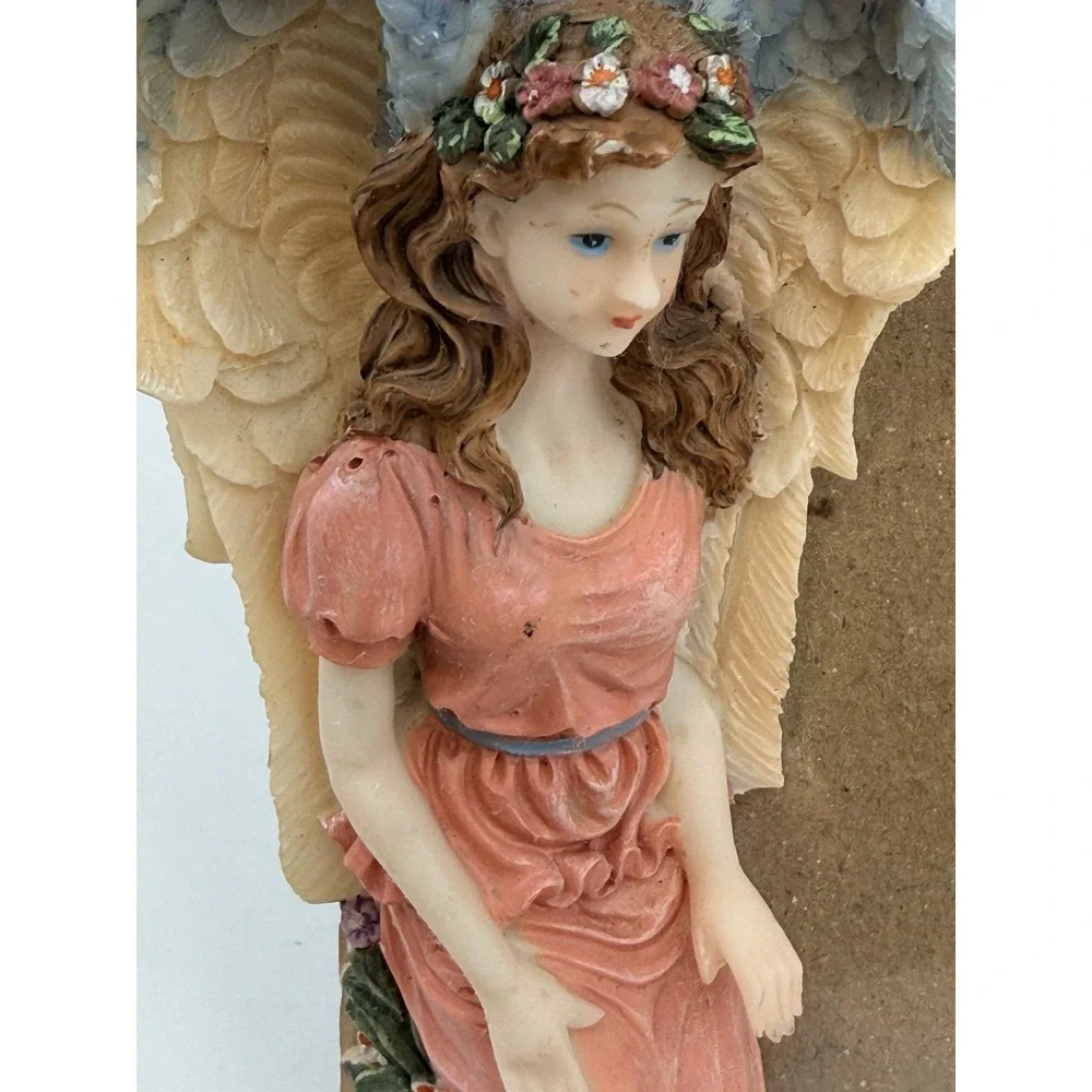 Angel-Themed Resin Picture Frame With Rose & Geese Details
